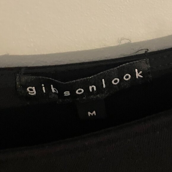 Gibson Look - Long Sleeve Black Square Neck Top - Sheer Sleeves - Picture 2 of 3